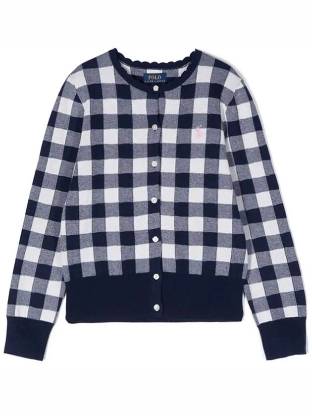 Kids Check Pattern Cardigan Navy 862045 004 - POLO RALPH LAUREN - BALAAN 1