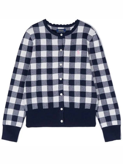 Kids Women s Check Pattern Cardigan Navy 862045 004 - POLO RALPH LAUREN - BALAAN 2