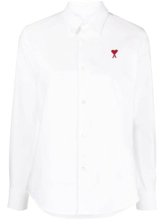 de Coeur Logo Embroidered Cotton Shirt White - AMI - BALAAN 1