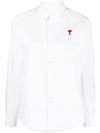 de Coeur Embroidered Logo Cotton Shirt White - AMI - BALAAN 1