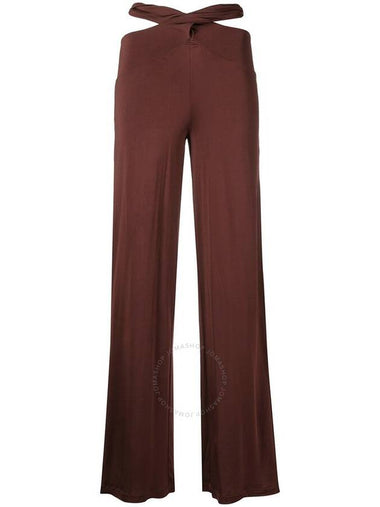 Marine Serre Ladies Brown Cross-Waist Fluid Trousers, Brand Size 36 (US Size 4) - MARINE SERRE - BALAAN 1