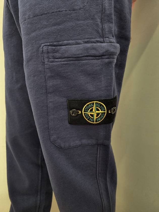 Men's Wappen Fleece Track Pants Royal Blue - STONE ISLAND - BALAAN 6