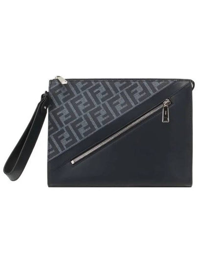 FF Jacquard Panel Zipper Clutch Bag Black - FENDI - BALAAN 2