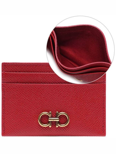 Gancini Card Wallet Lipstick Red - SALVATORE FERRAGAMO - BALAAN 2