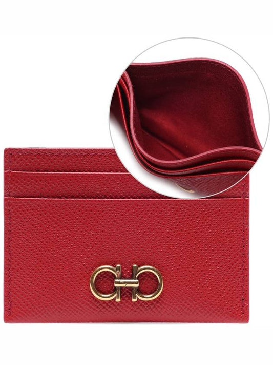 Gancini Card Wallet Lipstick Red - SALVATORE FERRAGAMO - BALAAN 2