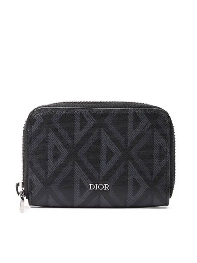 CD Diamond Canvas Zipper Card Wallet Black - DIOR - BALAAN 1