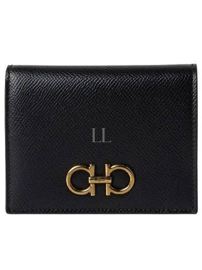 Gancini Compact Half Wallet Black - SALVATORE FERRAGAMO - BALAAN 2