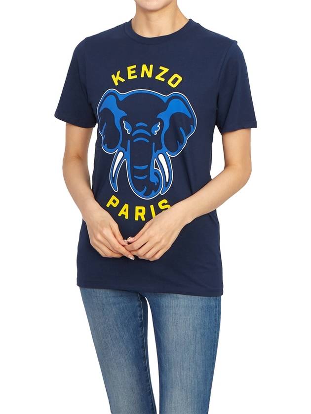 Kids Logo Print Short Sleeve T-Shirt Navy - KENZO - BALAAN 5