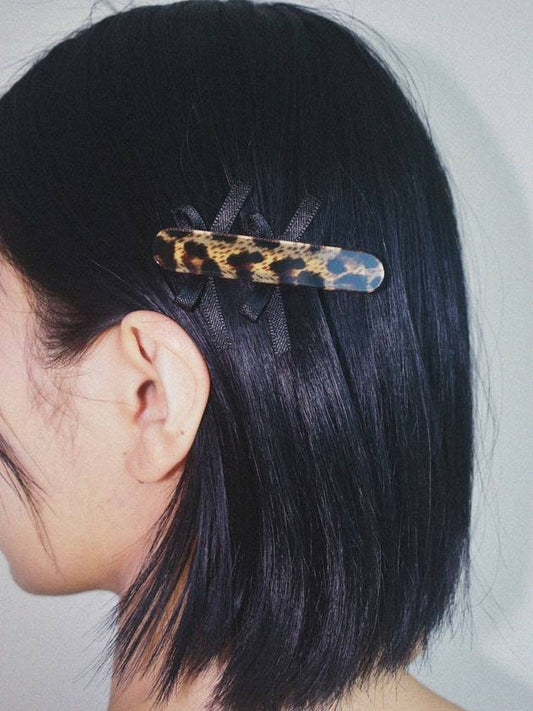 AMONG RIBBON HAIR PIN LEOPARD Leopard ribbon clip pin - USITE - BALAAN 2