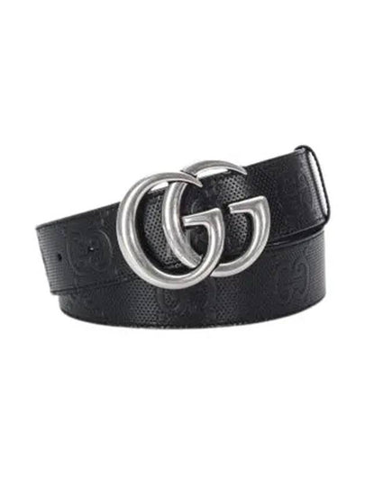 GG Marmont Emboss Leather Belt Black - GUCCI - BALAAN 2