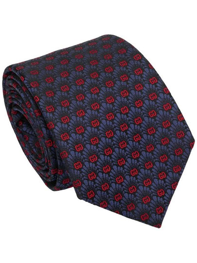 GG Flower Jacquard Silk Tie Navy - GUCCI - BALAAN 2