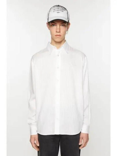 Embroidered AS Logo Striped Long Sleeve Shirt White - ACNE STUDIOS - BALAAN 2