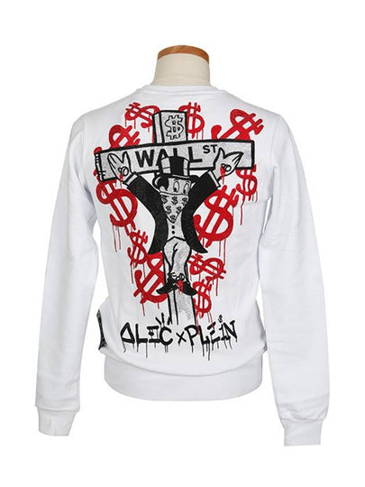 Dollar Print Cotton Sweatshirt White - PHILIPP PLEIN - BALAAN 2