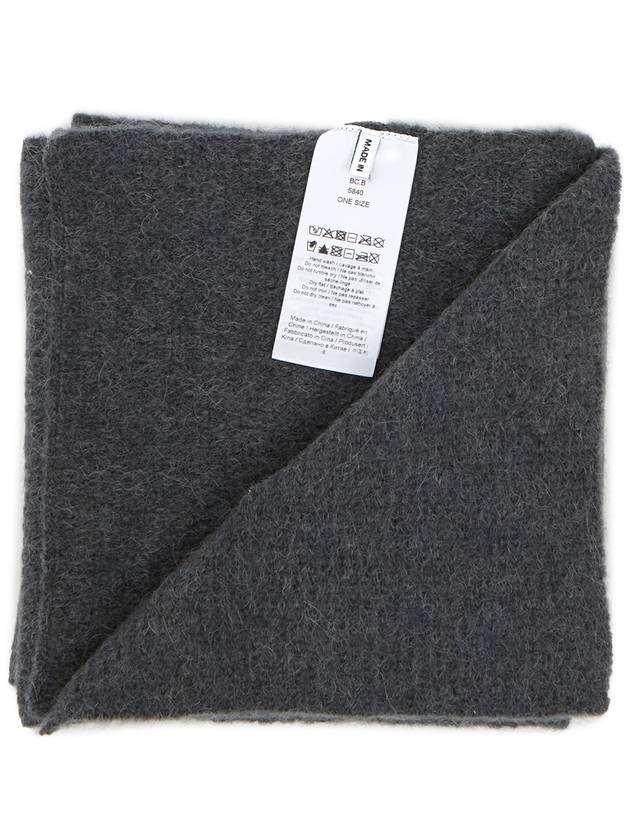 Logo Label Wool Blend Muffler Grey - GANNI - BALAAN 5