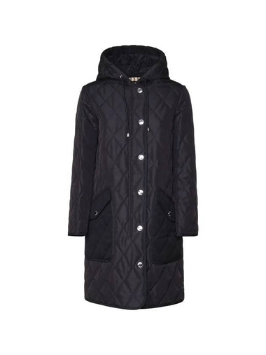 Diamond Quilted Hooded Single Coat Black - BURBERRY - BALAAN 1