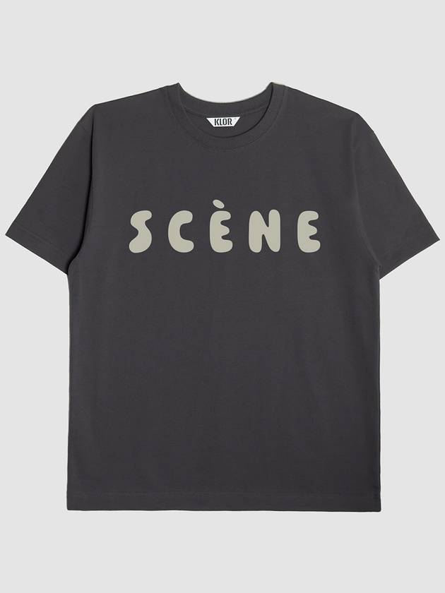 UNISEX Thin Lettering Short Sleeve T Shirt CHARCOAL - KLOR - BALAAN 2