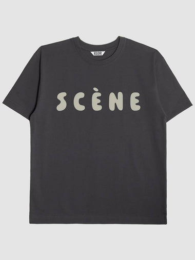 Scene Lettering Short Sleeve T-Shirt Charcoal - KLOR - BALAAN 1