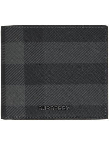 Vintage Check Logo Half Wallet Charcoal - BURBERRY - BALAAN 1