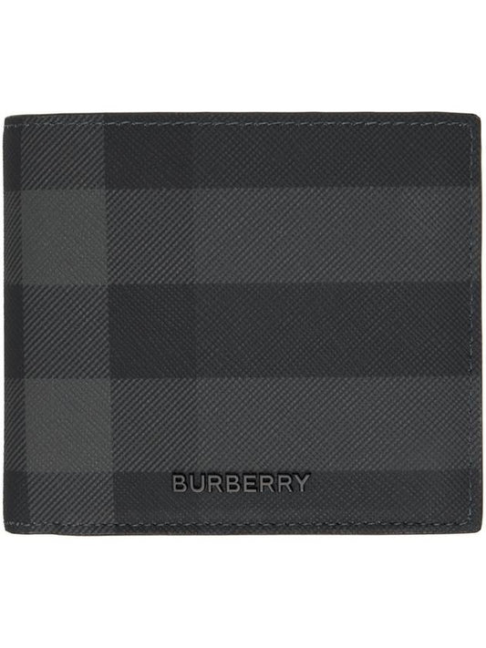 Vintage Check Logo Half Wallet Charcoal - BURBERRY - BALAAN 1