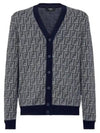 Shadow Motif V-neck Wool Cardigan White Blue - FENDI - BALAAN 2