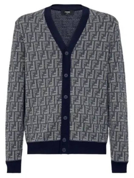 Shadow Motif V-neck Wool Cardigan White Blue - FENDI - BALAAN 2