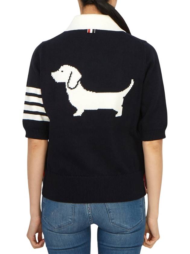 Cotton 4-Bar Hector Polo T- Shirt Navy - THOM BROWNE - BALAAN 3