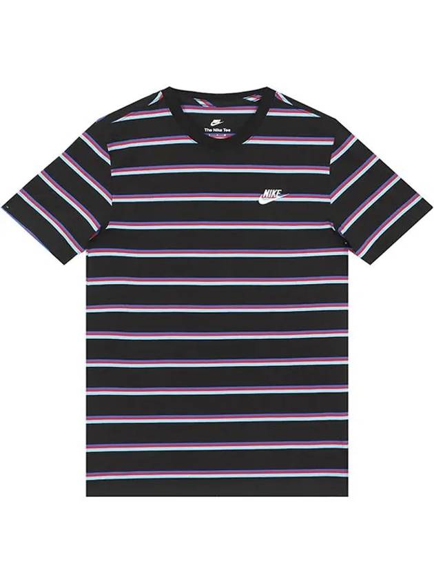 NSW Striped Short Sleeve T-Shirt Blue - NIKE - BALAAN 3