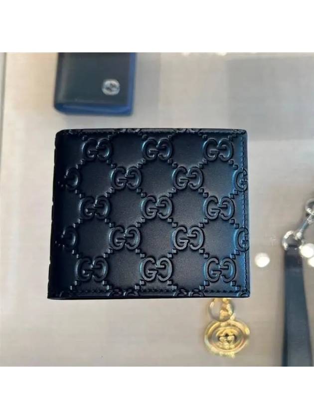 Signature GG Ssima Leather Half Wallet Black - GUCCI - BALAAN 3