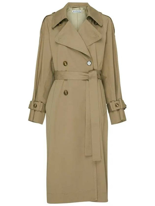 Double Breasted Trench Coat Cold Beige - ACNE STUDIOS - BALAAN 2