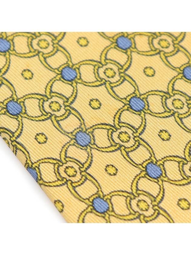 7575 SA 100 Silk Yellow Chain Dot Pattern Tie - HERMES - BALAAN 6