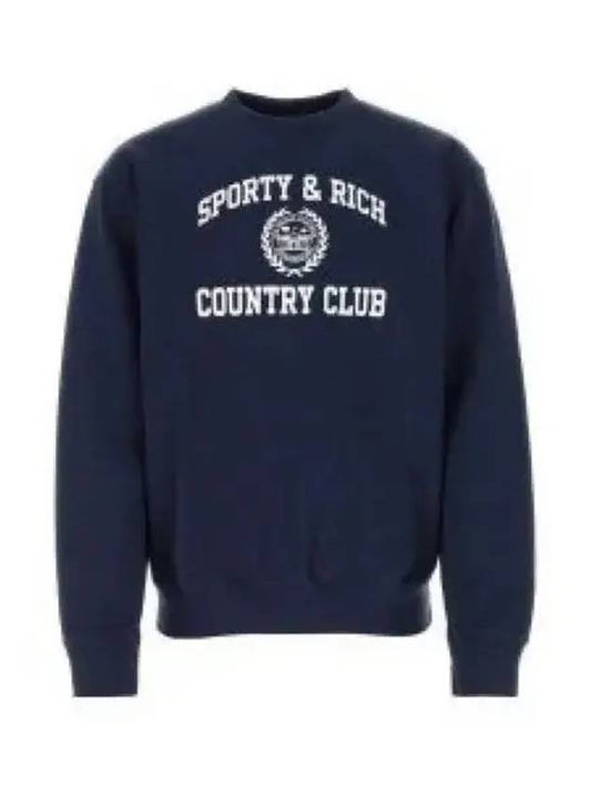 Varsity Crest Crew Neck Sweatshirt Navy CRAW2327NA - SPORTY & RICH - BALAAN 1