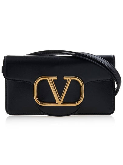 V Logo Neck Strap Phone Cross Bag Black - VALENTINO - BALAAN 2