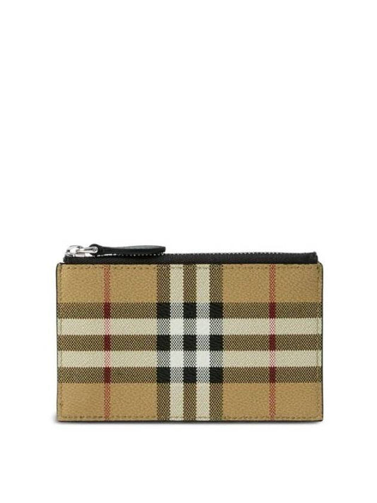 Vintage Check Leather Card Wallet Beige - BURBERRY - BALAAN 1