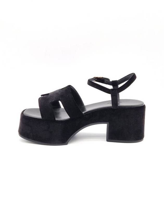 Jam 30 platform velvet sandals heel black - HERMES - BALAAN 3