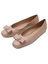 Vara Bow Metallic Leather Flats Beige - SALVATORE FERRAGAMO - BALAAN 3