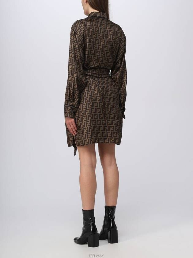 Twill Short Dress Brown - FENDI - BALAAN 4