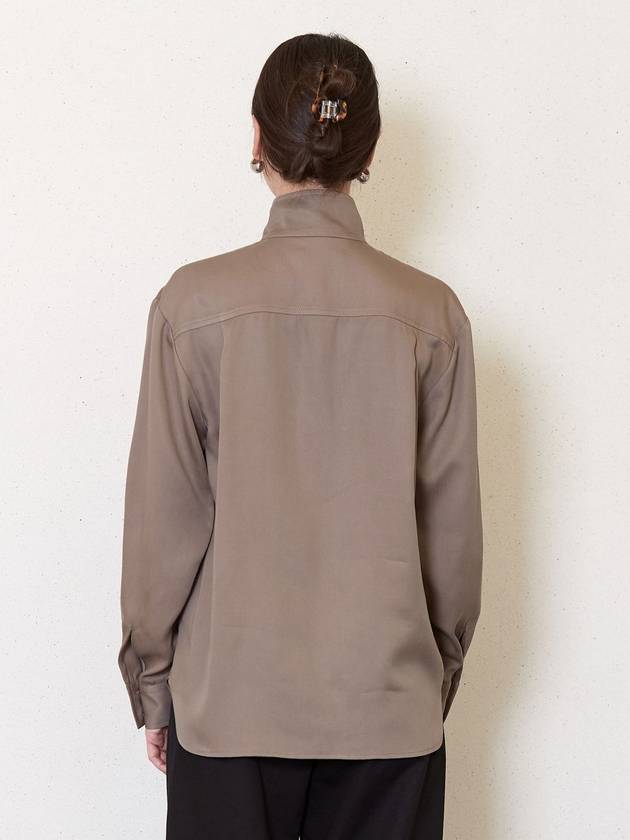 Tencel Open Collar Long Sleeve Shirt Khaki - JUN BY JUN K - BALAAN 3