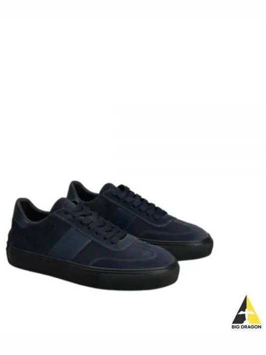 Embossing Logo Suede Low Top Sneakers Navy - TOD'S - BALAAN 2