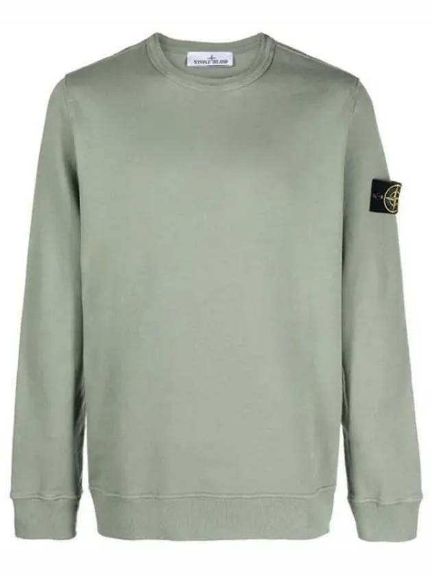 Brushed Cotton Fleece Garment Dyed Crewneck Sweatshirt Sage Green - STONE ISLAND - BALAAN 1