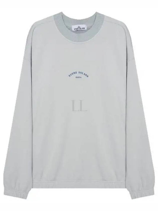 Marina Cotton Nylon Terry Fleece Crewneck Sweatshirt Sky Blue - STONE ISLAND - BALAAN 2