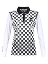 Women s Butterfly Checkerboard Layered Long Sleeve Golf Shirt BMU4M602W - LUX GOLF - BALAAN 4