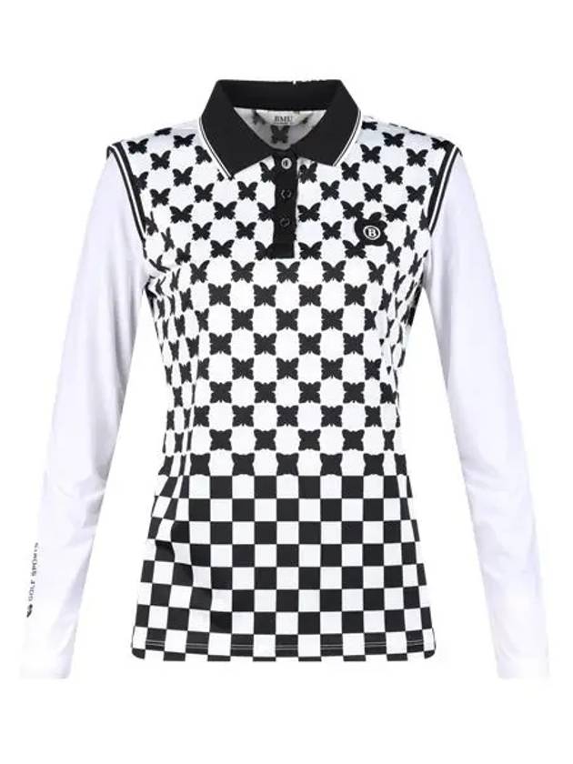 Women s Butterfly Checkerboard Layered Long Sleeve Golf Shirt BMU4M602W - LUX GOLF - BALAAN 4