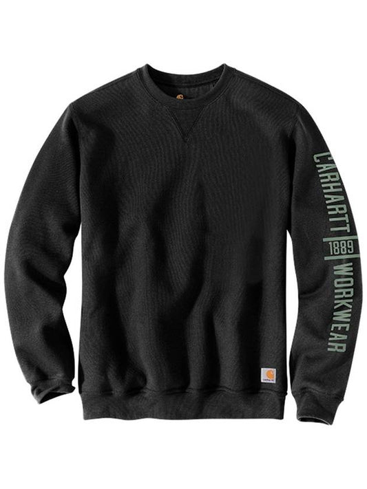 Midweight logo graphic crew neck black sweatshirt 104441 001 - CARHARTT - BALAAN 2