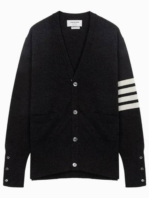 Men's Diagonal Classic Cashmere Cardigan Dark Grey - THOM BROWNE - BALAAN 3