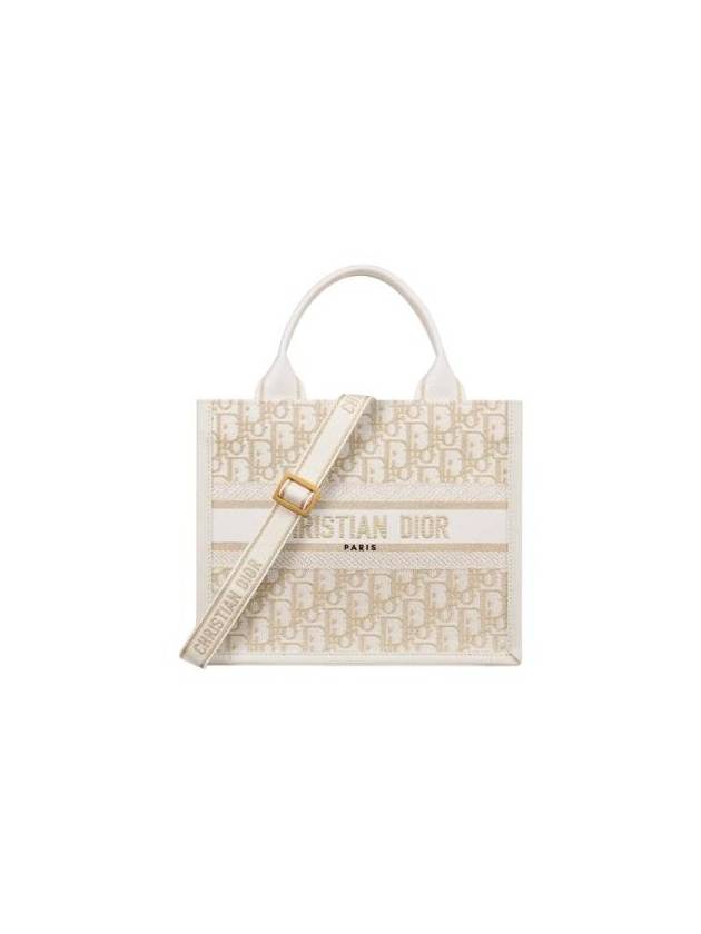 Small Oblique Embroidery Book Tote Bag Latte - DIOR - BALAAN 1