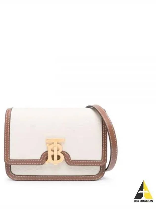 Two-Tone Canvas Leather Small TB Shoulder Bag Ivory - BURBERRY - BALAAN 2