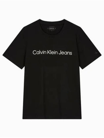 JEANS Men s Black Regular Fit Institutional Logo Short Sleeve T Shirt J326954 BEH - CALVIN KLEIN - BALAAN 1