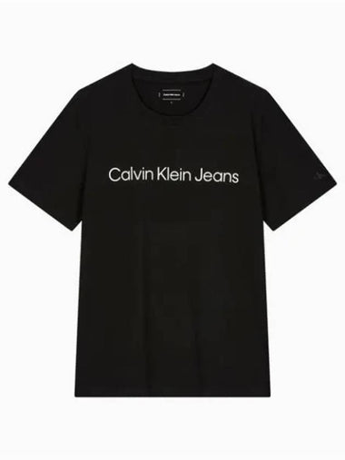 JEANS Men s Black Regular Fit Institutional Logo Short Sleeve T Shirt J326954 BEH - CALVIN KLEIN - BALAAN 1