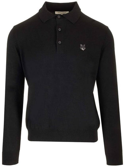 Fox Motif Knitted Polo Shirt Ink Black - MAISON KITSUNE - BALAAN 2