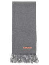 Logo Fringe Cashmere Muffler Melange Grey - ACNE STUDIOS - BALAAN 1